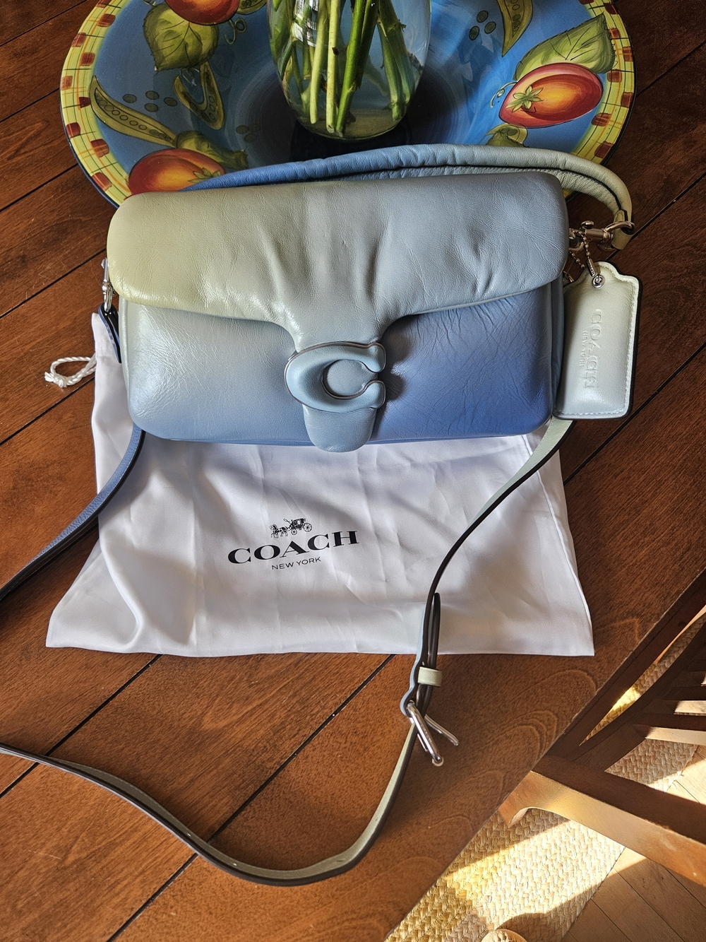 COACH Pillow Tabby Shoulder Crossbody 26 Aqua Ombre  Bag NWOT